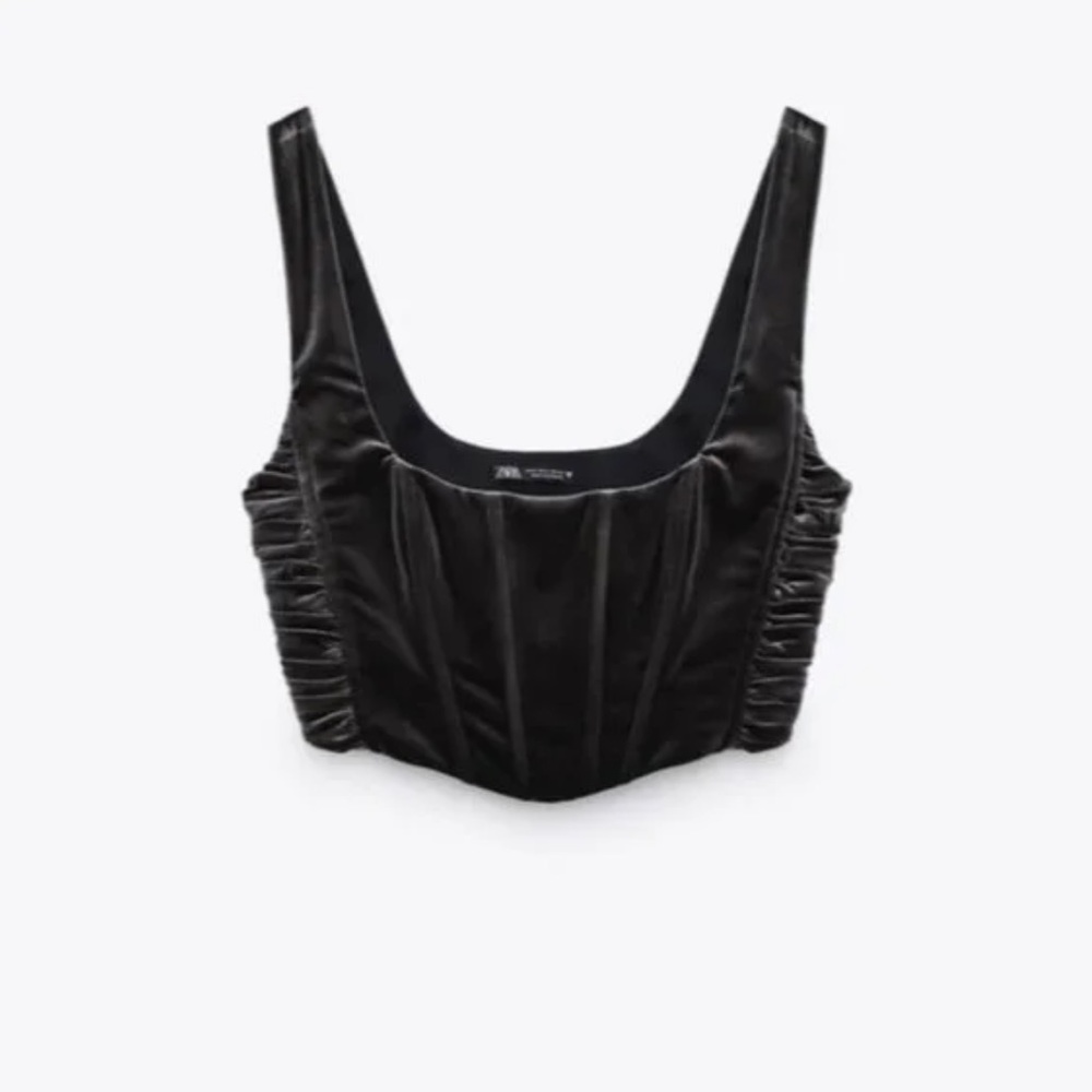 Zara crushed velvet bustier top